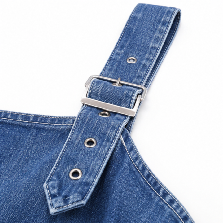 Wearbella – Wide-Leg Cold-Shoulder Denim Overall Jumpsuit