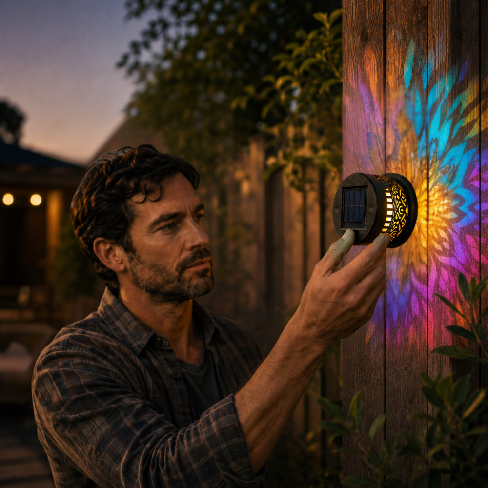 Lumara™ – Solar Mandala Wall Light Outdoor Garden Fence Projector