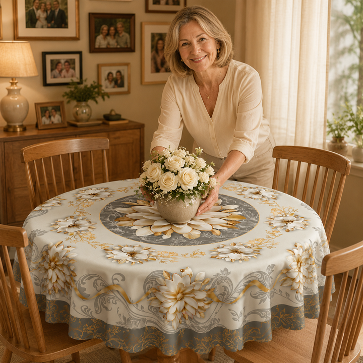 Florenza – Embossed Floral Waterproof Tablecloth for Round & Rectangular Tables