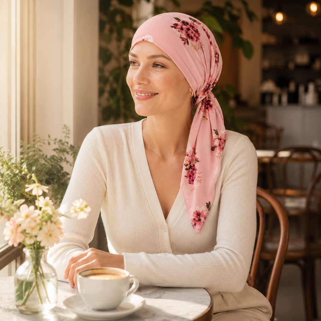Florenza – Pre-Tied Floral Head Scarf Turban, Soft Elastic, 6 Prints