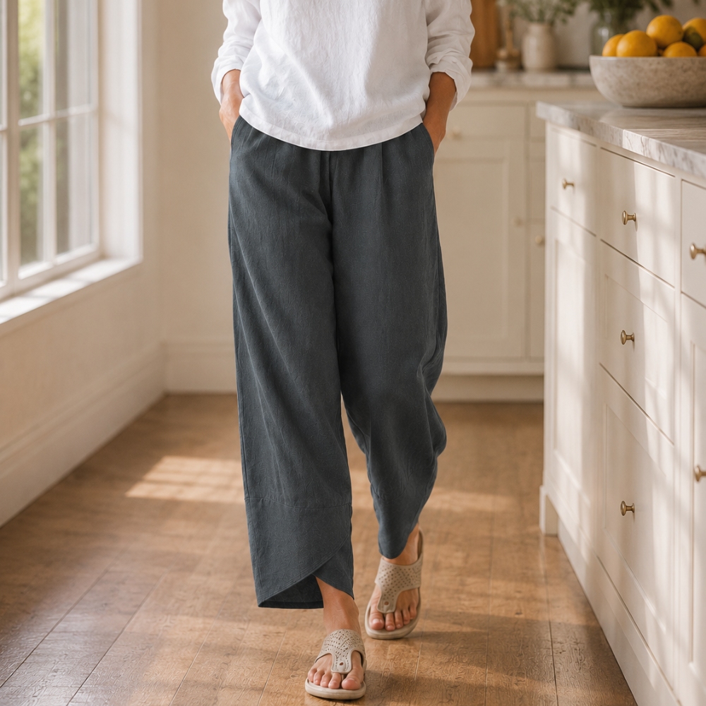 Solivia™ – Tulip Hem Cropped Wide Leg Pants with Pockets