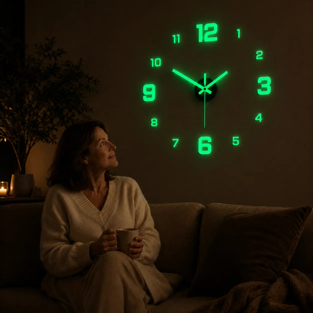 Halovana – Glow-in-the-Dark DIY Wall Clock, Frameless 3D Modern Home Decor