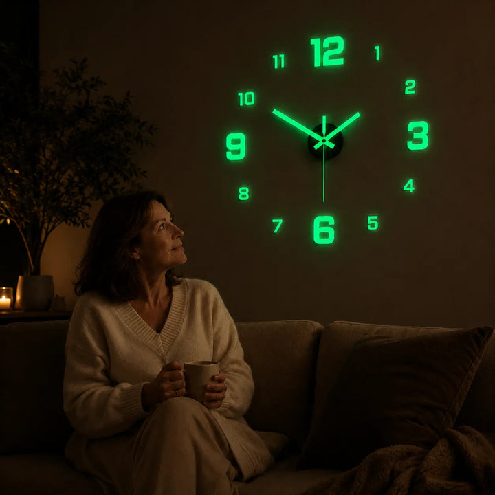 Halovana – Glow-in-the-Dark DIY Wall Clock, Frameless 3D Modern Home Decor