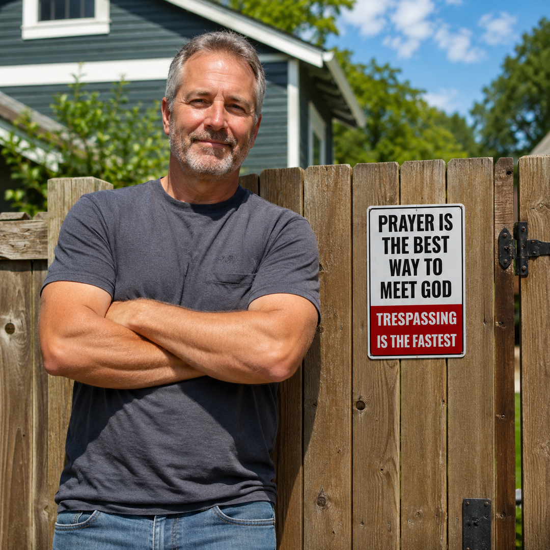 HolyGate™ – Funny Metal Warning Sign for Fence, Gate, Garage