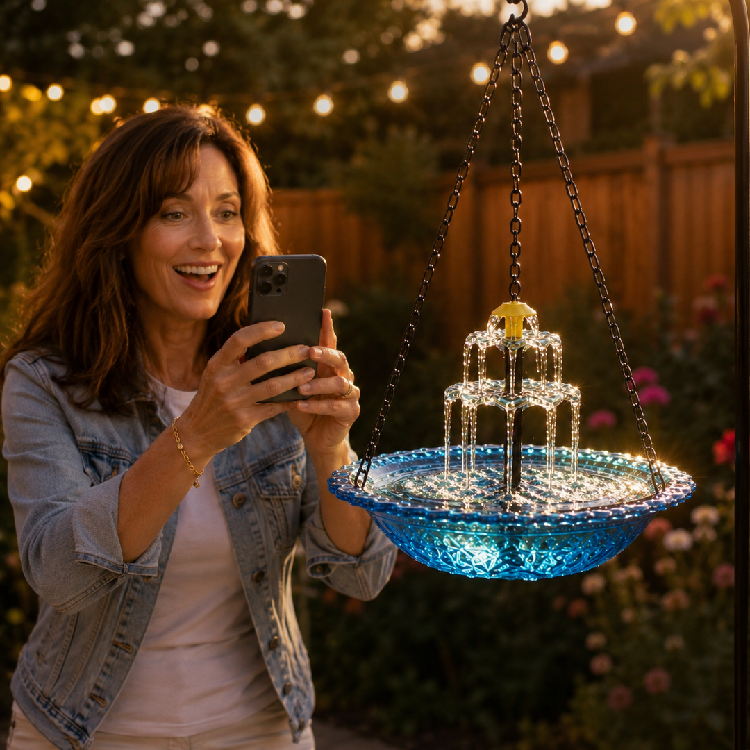 Avelora™ – Solar Hanging Bird Bath Fountain with Two-Tier Cascade