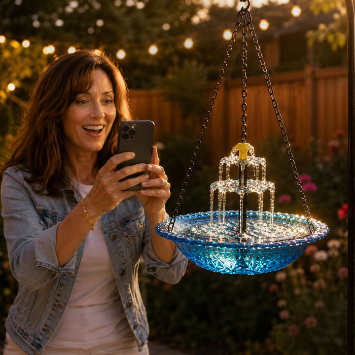 Avelora™ – Solar Hanging Bird Bath Fountain with Two-Tier Cascade