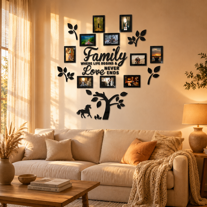 Halena – 3D Acrylic Family Tree Wall Decor with 11 Photo Frames