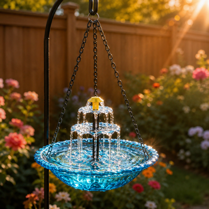 Avelora™ – Solar Hanging Bird Bath Fountain with Two-Tier Cascade
