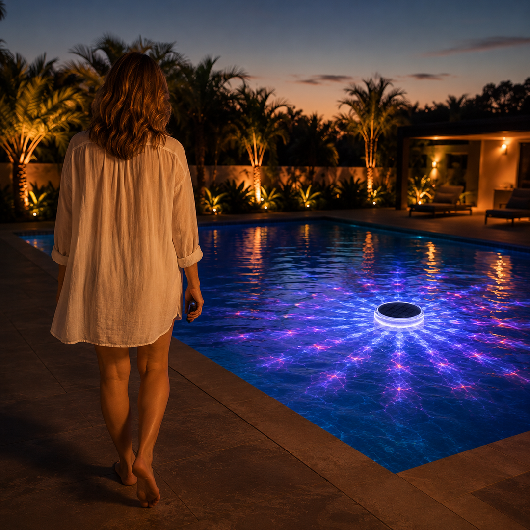 Lunara™ – Solar Floating Pool Light with Remote and Color Modes