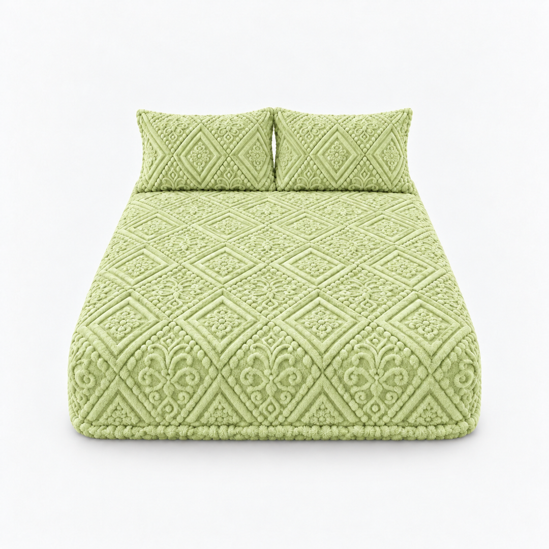 Damask Haven – Raised Damask Plush Fitted Sheet