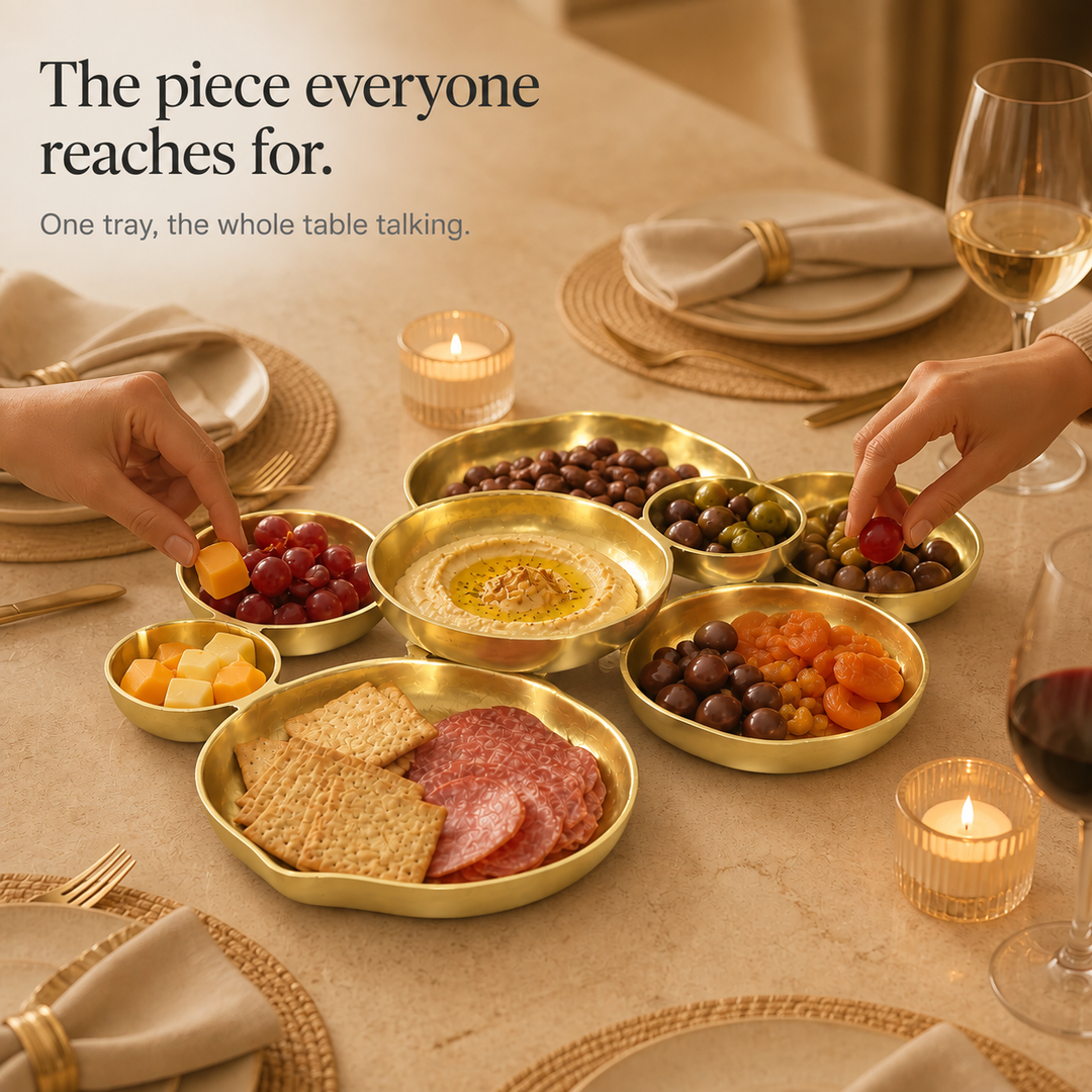 Clusterware – Nine-Bowl Clustered Metal Serving Tray