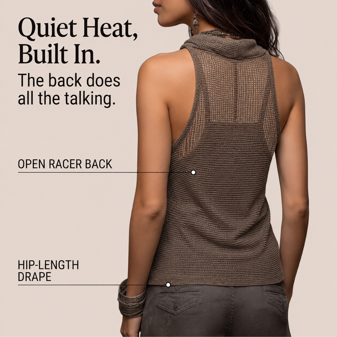 Lunessa – Draped Cowl-Neck Knit Halter Top