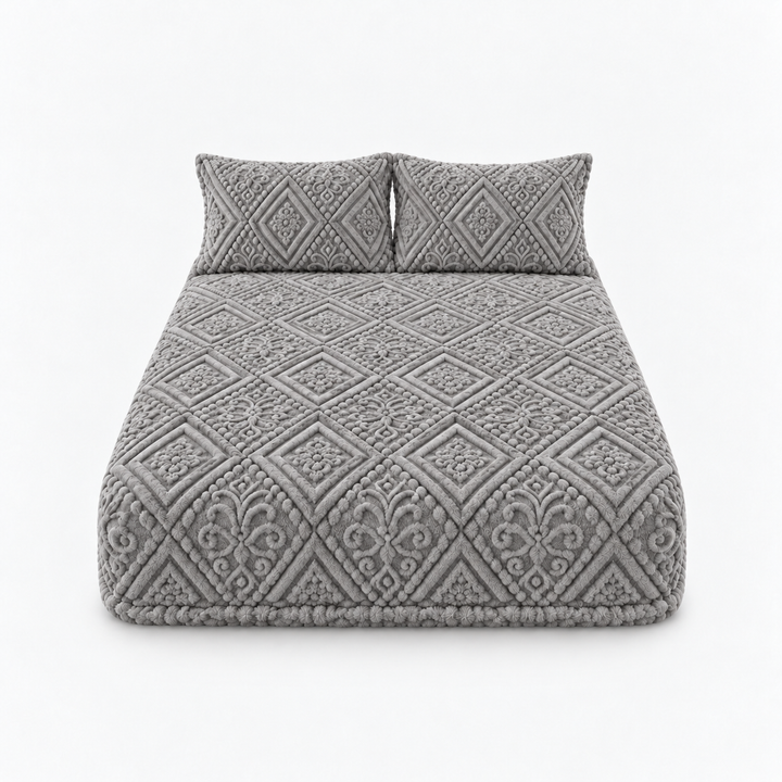 Damask Haven – Raised Damask Plush Fitted Sheet
