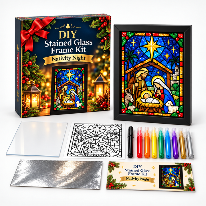 NoelGlow – Foil-Backed Christmas Stained Glass Art Kit