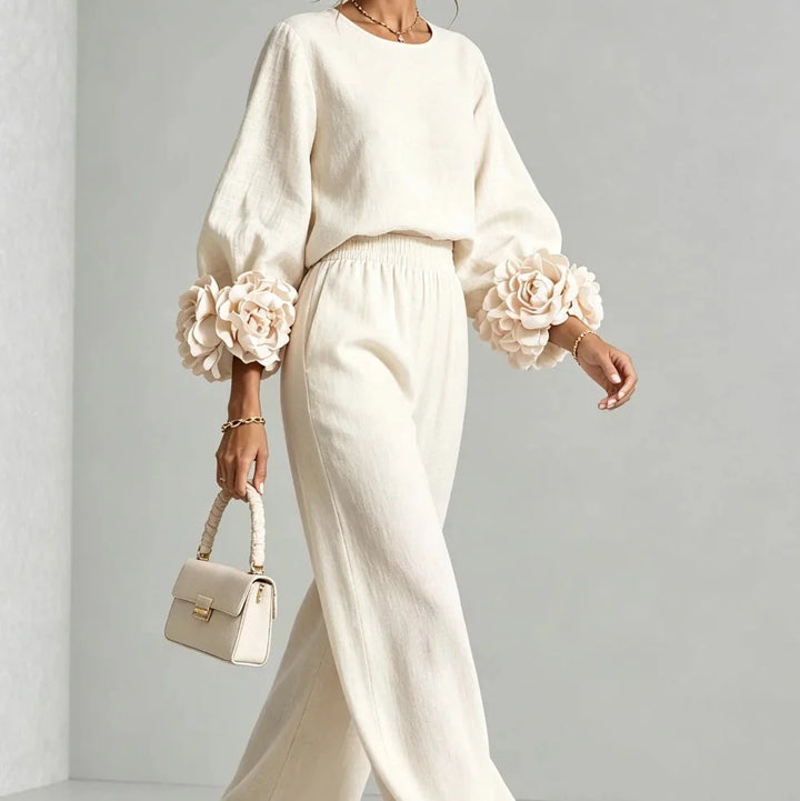Cufflora – Floral Cuff Wide-Leg Two-Piece Set