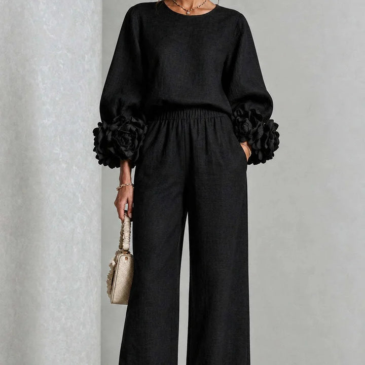 Cufflora – Floral Cuff Wide-Leg Two-Piece Set