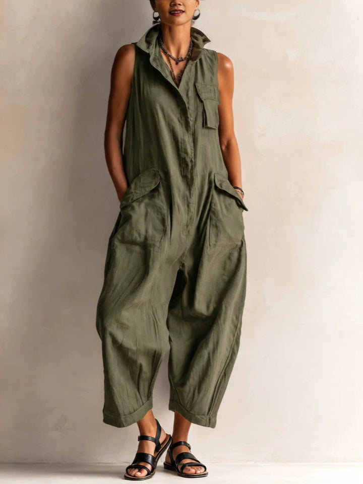Isla Belle – Open High-Neck Oversized Flowy Jumpsuit