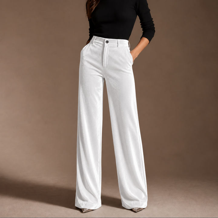 Wearbella – Velvet High-Waisted Wide-Leg Trousers
