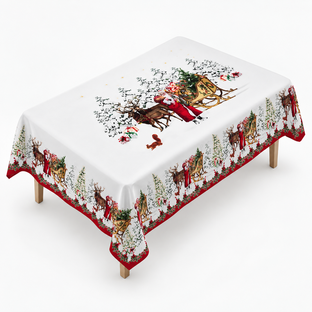 Holly & Hearth – Red Bow Printed Christmas Tablecloth