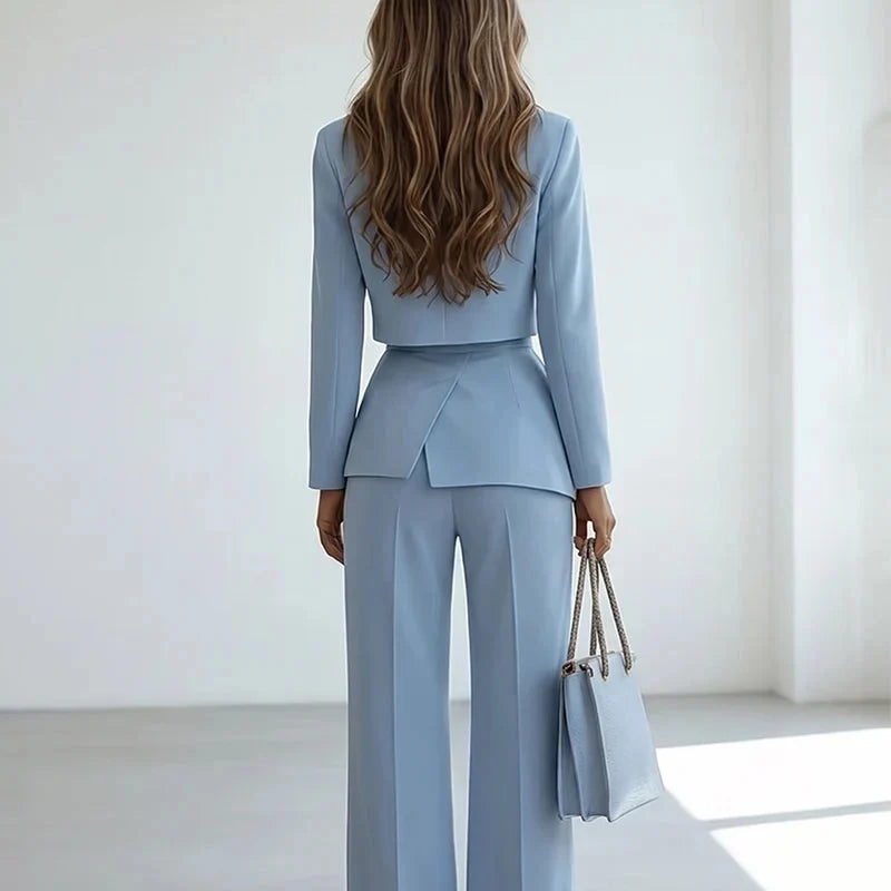 Wearbella – Notch Lapel Layered-Look Blazer And Trouser Set