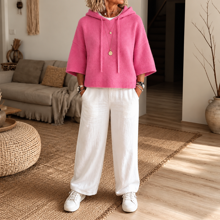 Cozelle – Frayed-Edge Open-Knit Oversized Hoodie