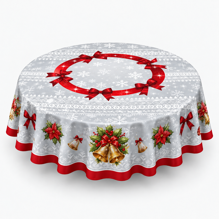 Holly & Hearth – Red Bow Printed Christmas Tablecloth