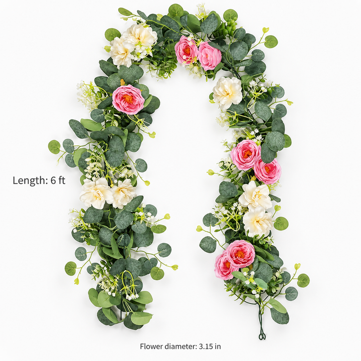 Roselune – White Rose And Eucalyptus Garland