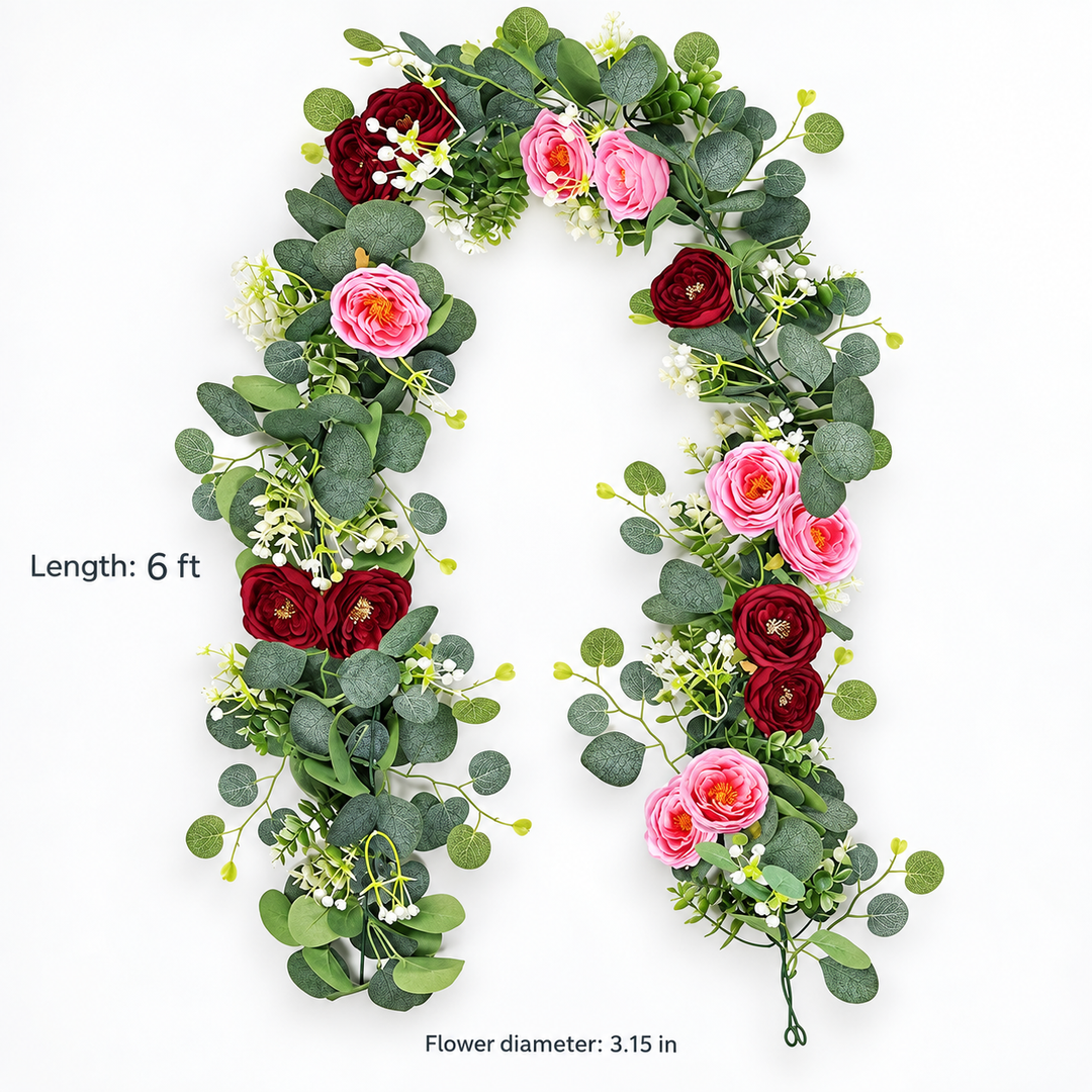 Roselune – White Rose And Eucalyptus Garland