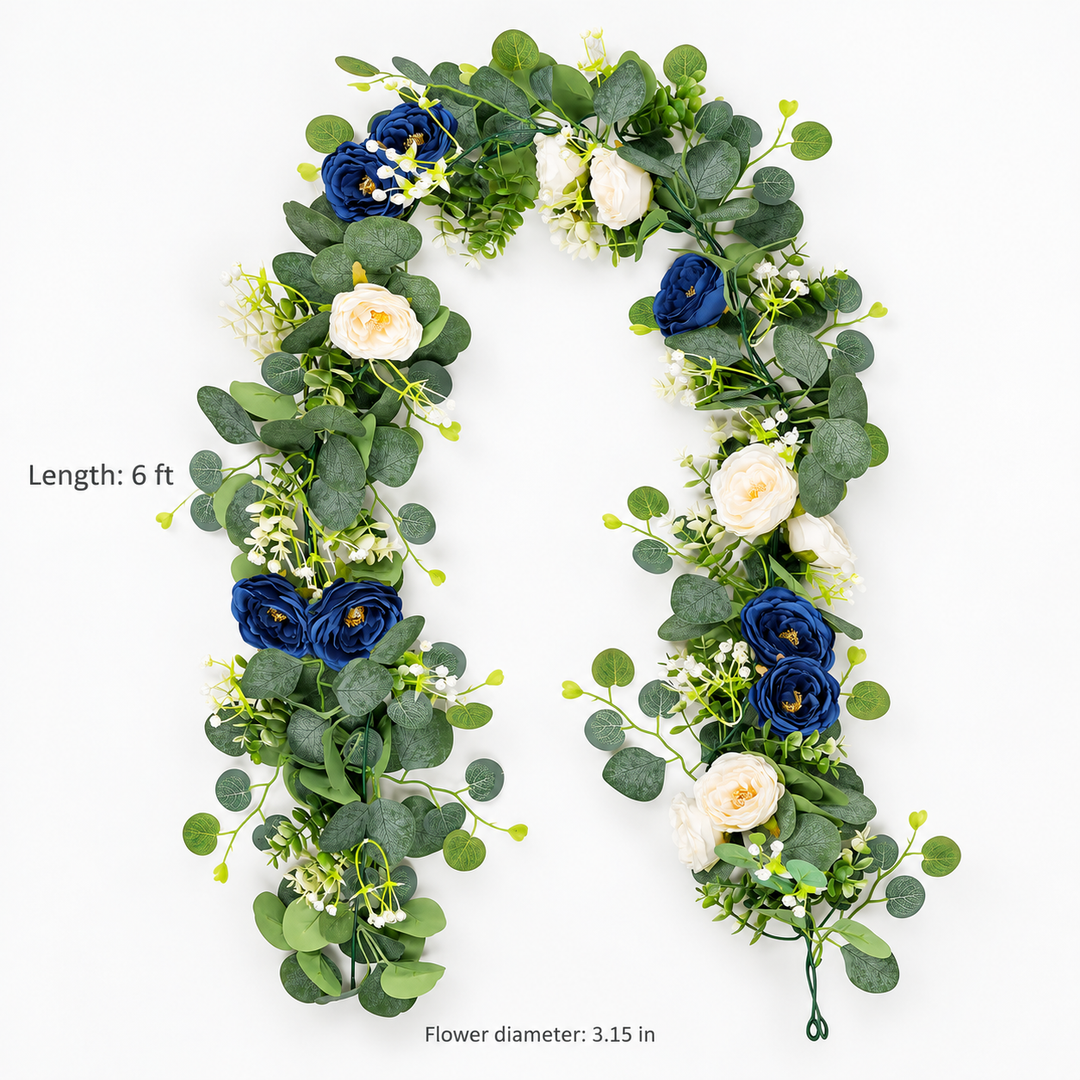 Roselune – White Rose And Eucalyptus Garland