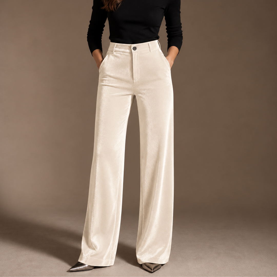 Wearbella – Velvet High-Waisted Wide-Leg Trousers
