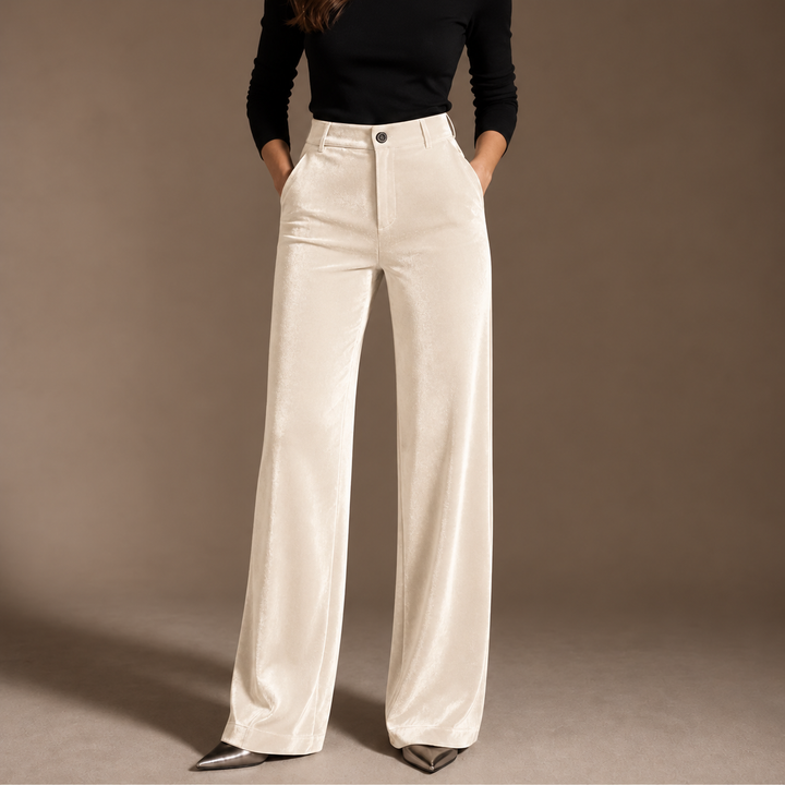 Wearbella – Velvet High-Waisted Wide-Leg Trousers
