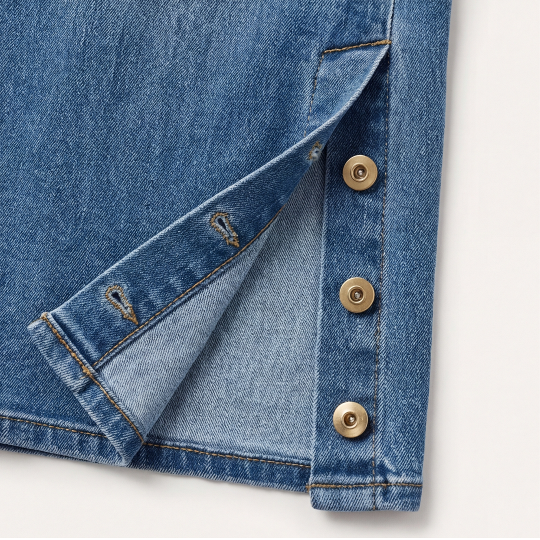 Revelle™ – Retro Button Front Wide Leg Jeans