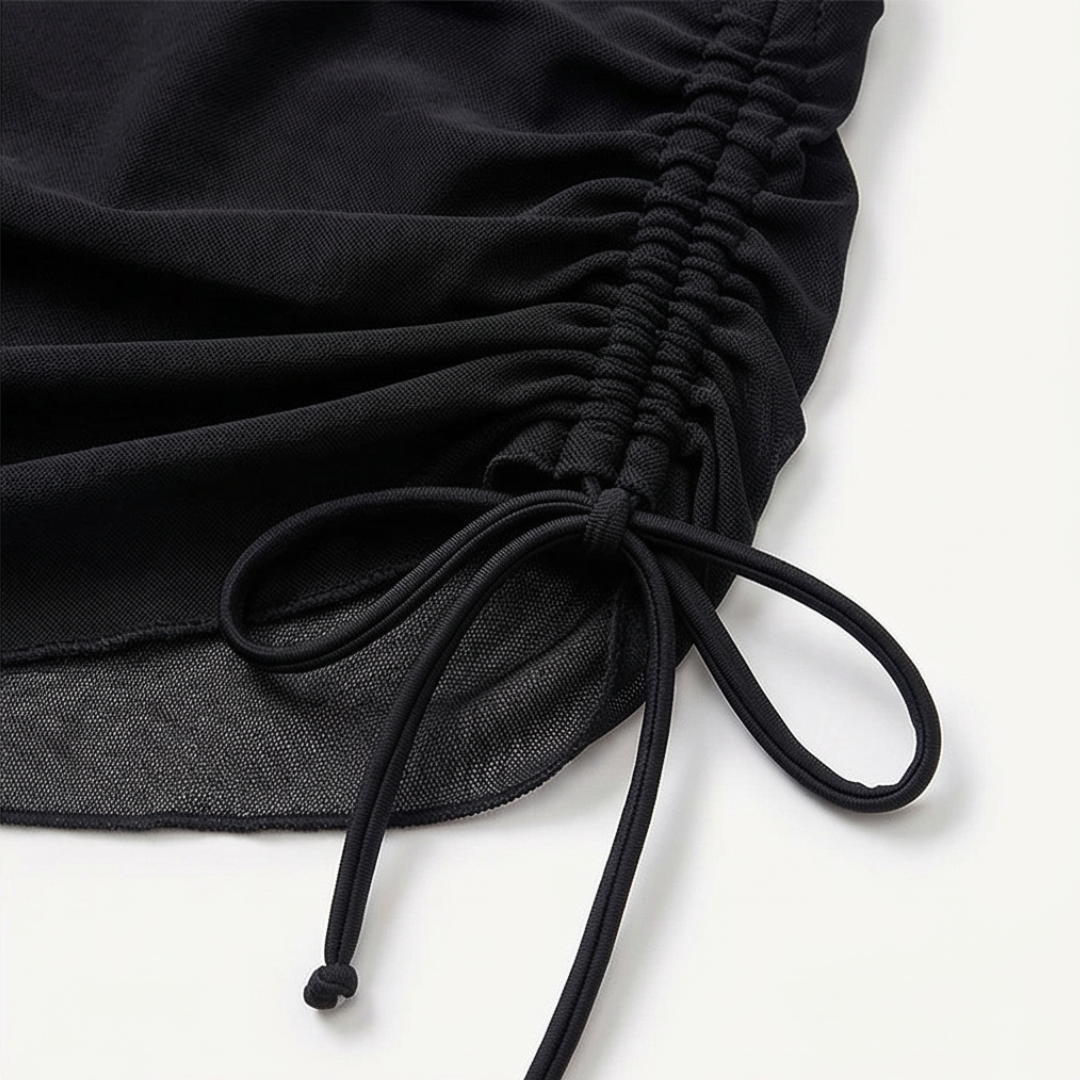 Marella™ – High Waist Mesh Bikini Set with Ruched Skirt Bottom