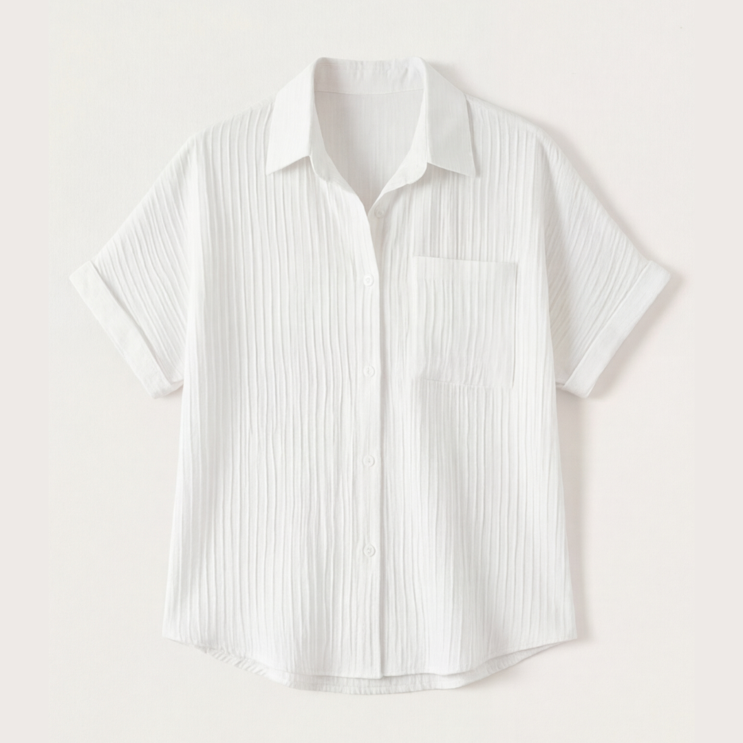 Vivara™ – Textured Crinkle Button Down Blouse