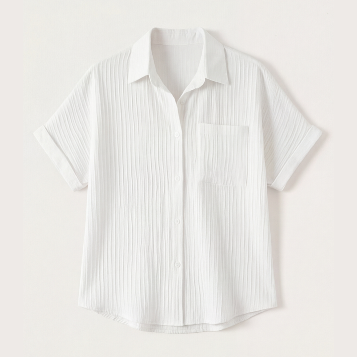 Vivara™ – Textured Crinkle Button Down Blouse