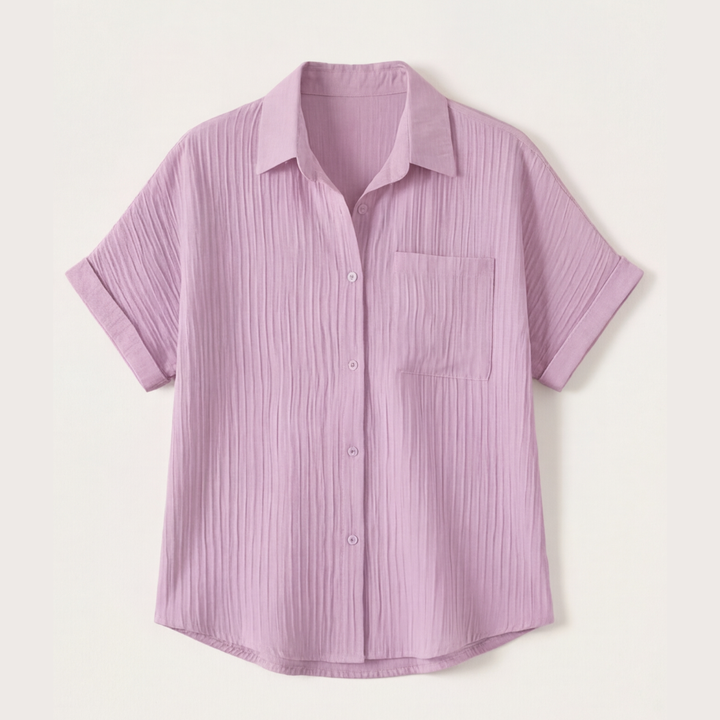 Vivara™ – Textured Crinkle Button Down Blouse