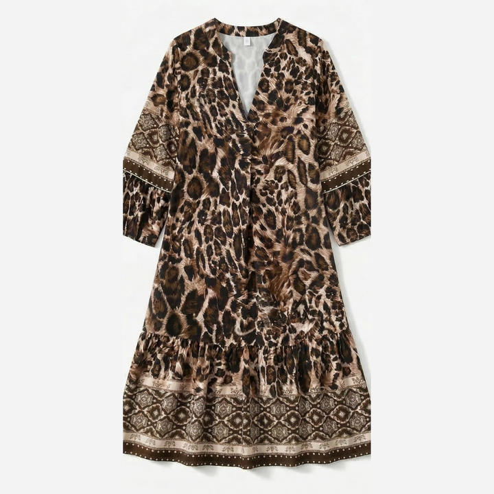 Vivara™ – Elegant V Neck Printed Dress