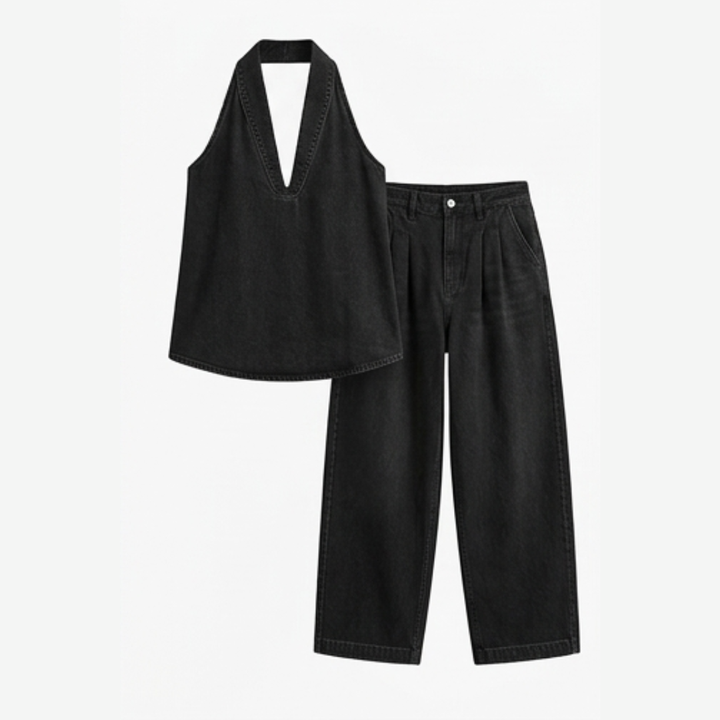 Rivella™ – Washed Denim Two Piece Summer Set
