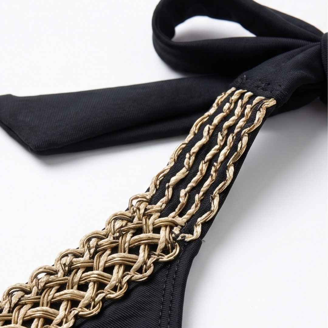 Soléra™ – Woven Chain-Trim High-Waist Bikini