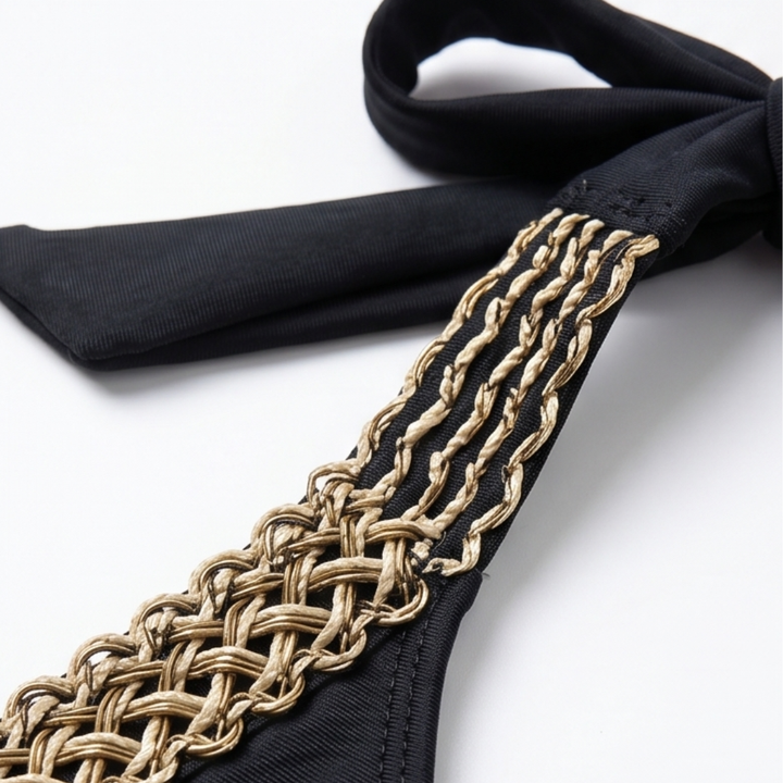 Soléra™ – Woven Chain-Trim High-Waist Bikini