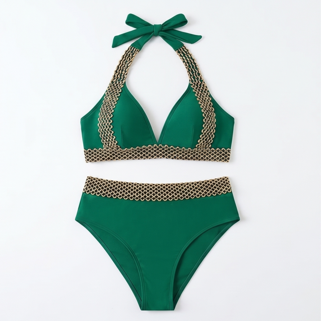 Soléra™ – Woven Chain-Trim High-Waist Bikini