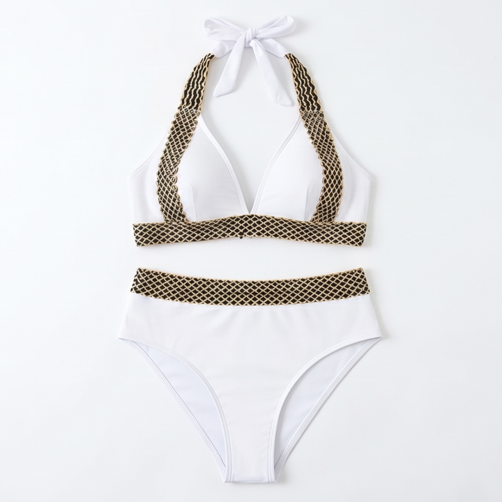 Soléra™ – Woven Chain-Trim High-Waist Bikini