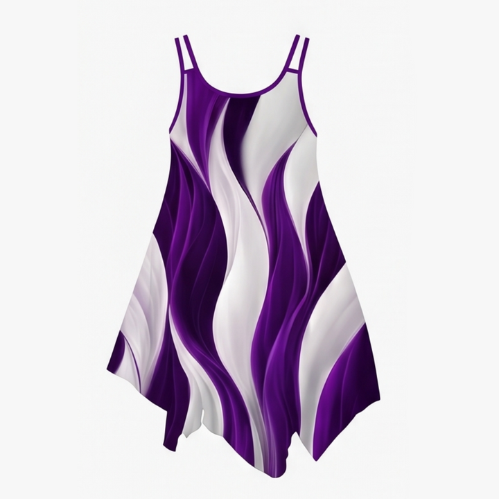Solenza™ – Asymmetric Swirl Print Midi Dress
