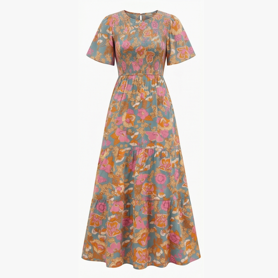Florenza™ – Smocked Floral Maxi Dress for Spring