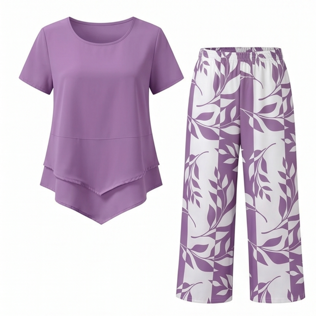 Lunavia™ Asymmetric Tunic & Wide Leg Pants Set