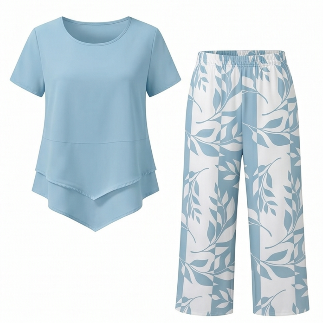 Lunavia™ Asymmetric Tunic & Wide Leg Pants Set