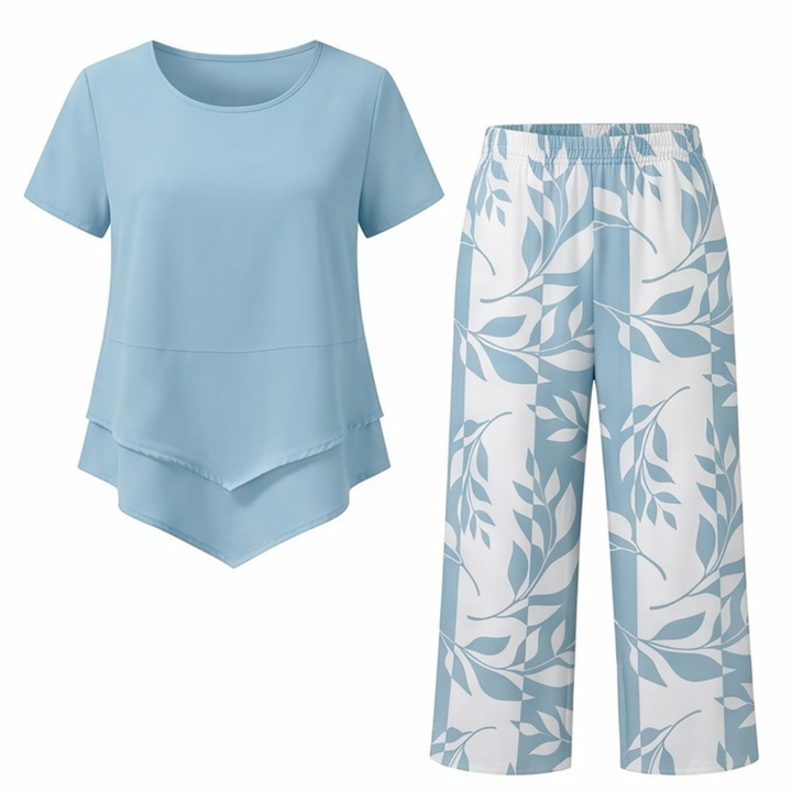 Lunavia™ Asymmetric Tunic & Wide Leg Pants Set