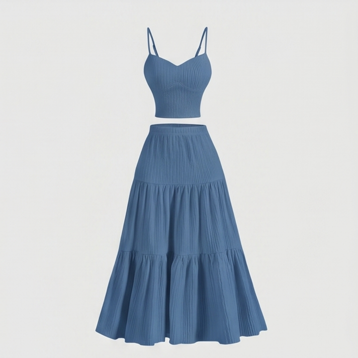 Solavie™ Tiered Maxi Skirt & Cami Matching Set