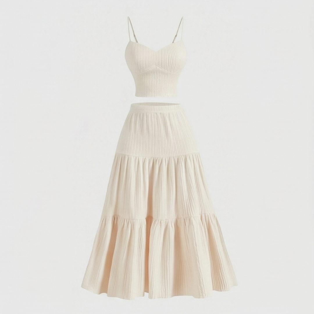 Solavie™ Tiered Maxi Skirt & Cami Matching Set