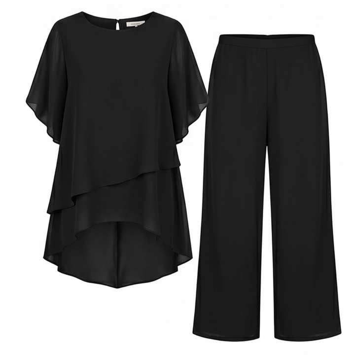 Graziella™ – Chiffon Two-Piece Set with Asymmetric Top